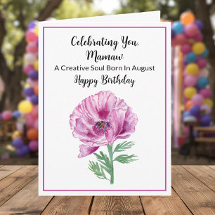 Carte Mamaw Joyeux Anniversaire Août Poppy Violet