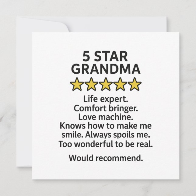 Carte Mamie 5 étoiles (Devant)