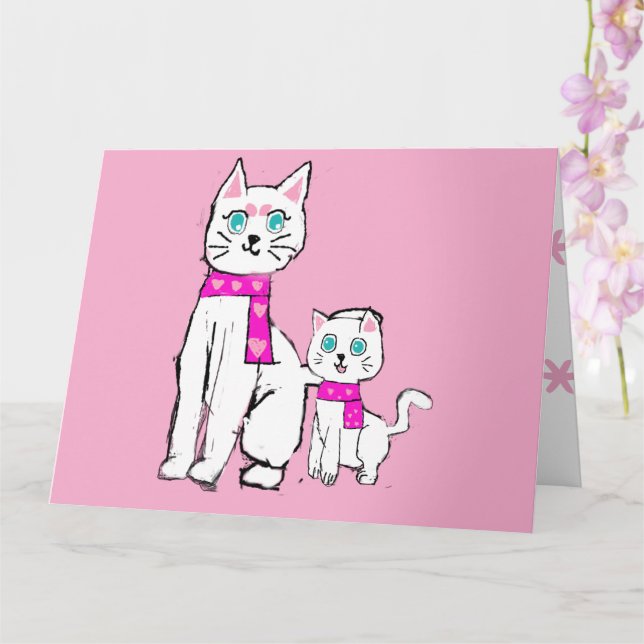 Carte Mamma kitty et Lily fête des mères (Orchidée)
