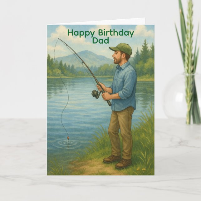 Carte Man Fishing Custom Birthday/Fathers Day (Devant)