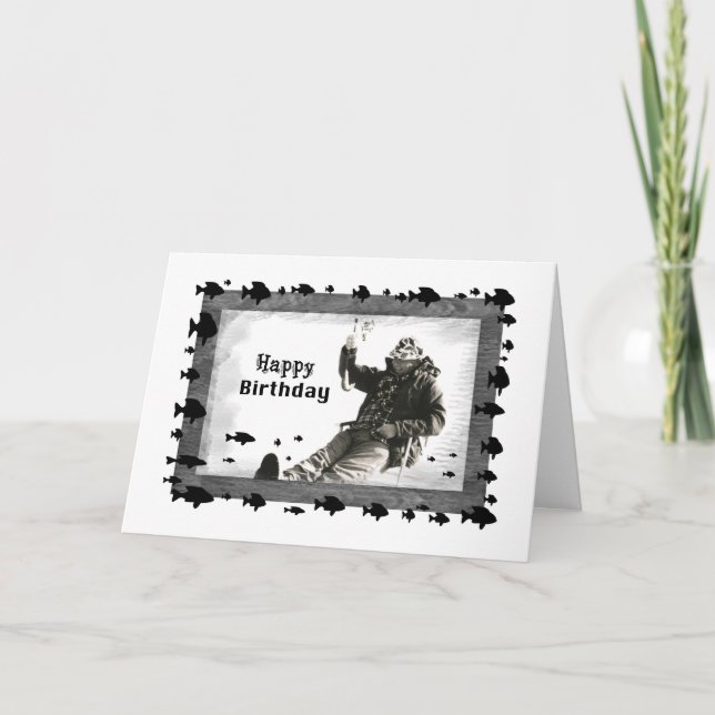 Carte Man Ice Fishing, Anniversaire, Papa (Devant)