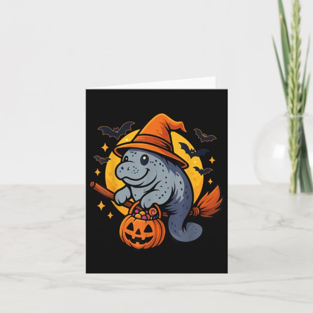 Carte Manatee Witch Hat Pumpkin Halloween Soky Season  (Devant)