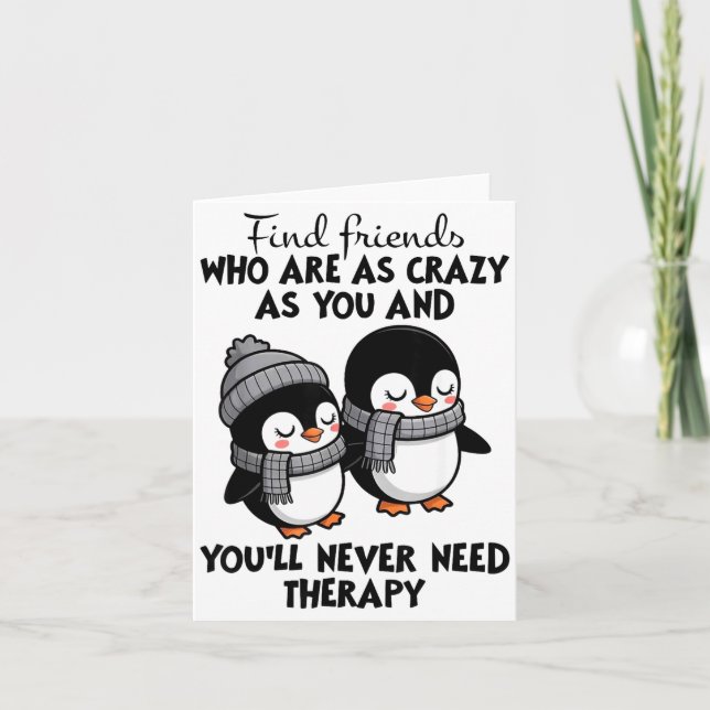 Carte Manche pingouins trouvent des amis aussi fous que  (Devant)