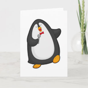 Carte Manchette de pingouin avec microphone et cravate