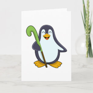 Carte Manchot au hockey avec une batte de hockey