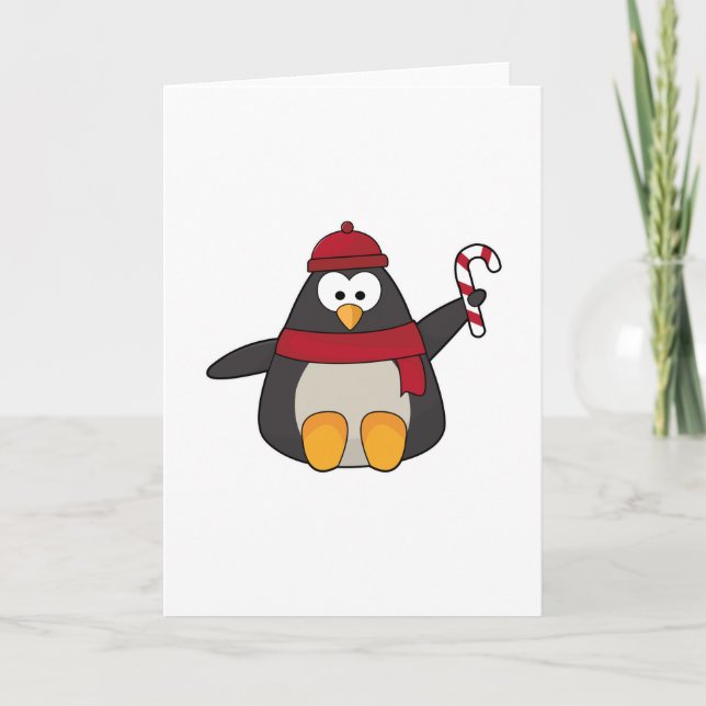Carte Manchot avec chapeau et écharpe (Devant)
