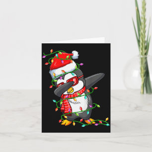 Carte Manchot Dabbing portant un chapeau de Père Noël - 