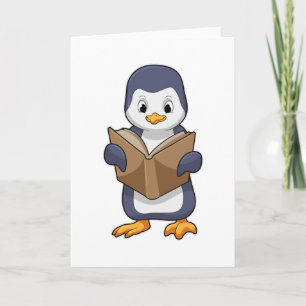 Carte Manchot en intello avec livre