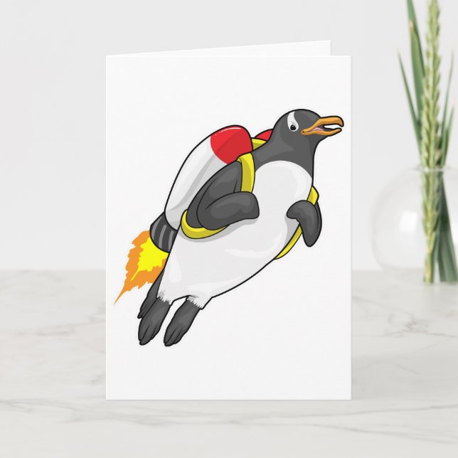 Carte Manchot en jetpack volant (Devant)