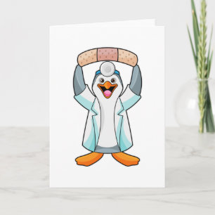 Carte Manchot en médecin avec plâtre