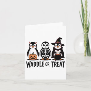 Carte Manchot Halloween vintage Trick Or Waddle Spooky _