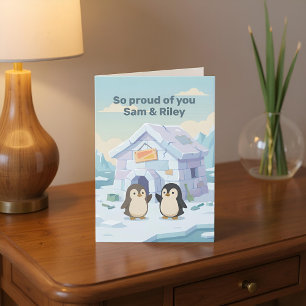 Carte Manchot Mignon Première Maison Tellement Fier De
