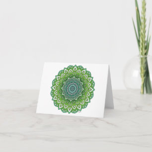 Carte Mandala à fleurs vertes