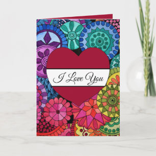 Carte Mandala d'arc-en-ciel d'aquarelle avec le coeur