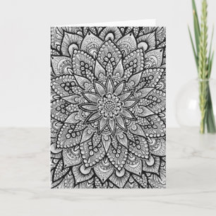 Carte Mandala d'Art Original Noir et Blanc