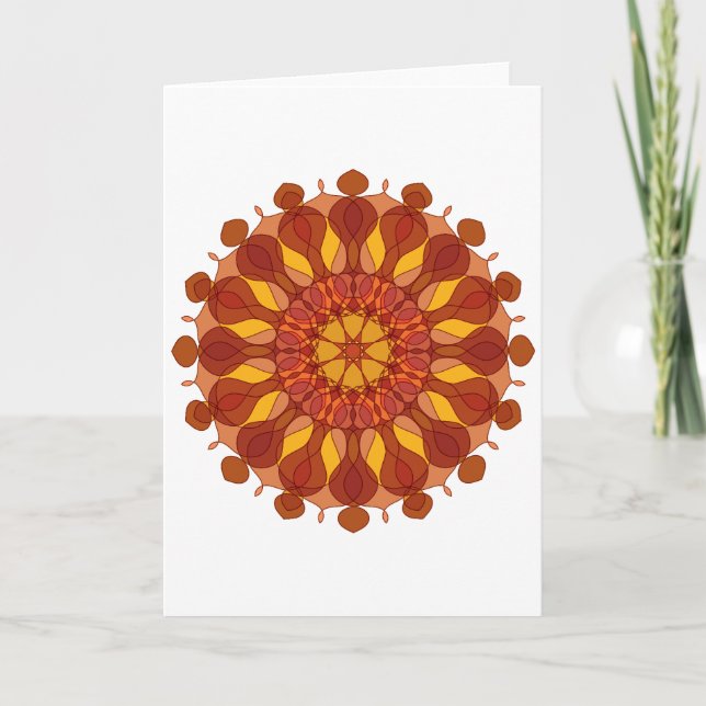 Carte Mandala de fleurs d'orange (Devant)