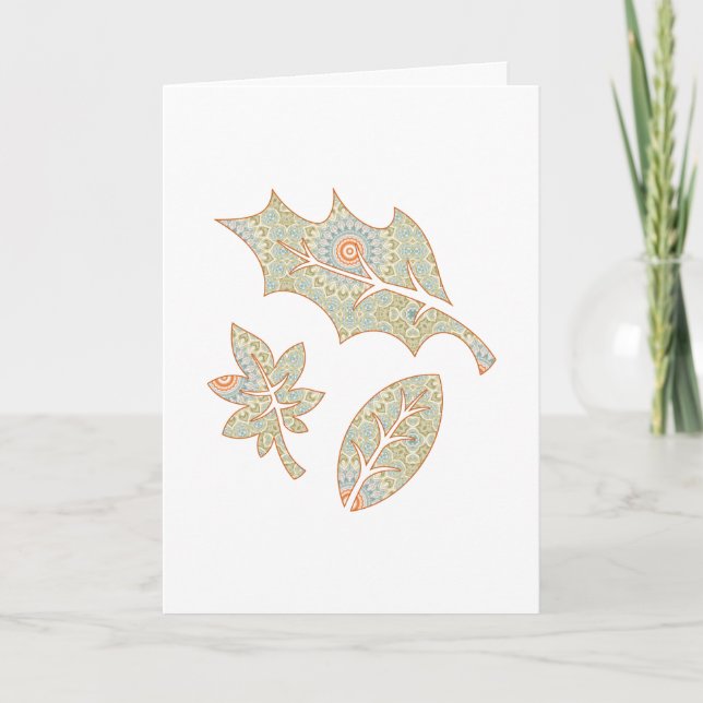 Carte Mandala Dessin de Feuilles Mortes (Devant)