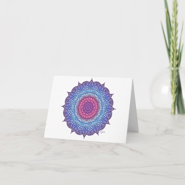 Carte Mandala feuille de fleurs violettes (Devant)