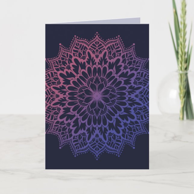 Carte Mandala floral fleur de yoga (Devant)