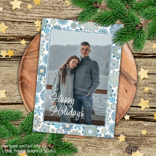 Carte Mandala Floral Flocons de Neige Chic et Festif