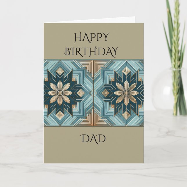 Carte Mandala floral géométrique bleu (Devant)