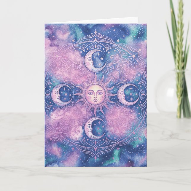 Carte Mandala Galaxie Nébuleuse Soleil & Lune Céleste (Devant)