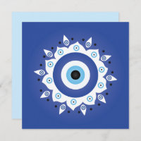 Mandala Grec Mal Oeil Bleu Blanc
