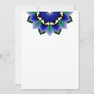 Carte Mandala Motif 02 en bleu foncé