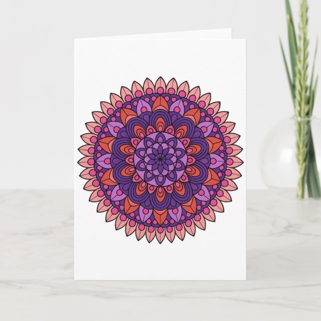 Carte Mandala violet et rose (Devant)