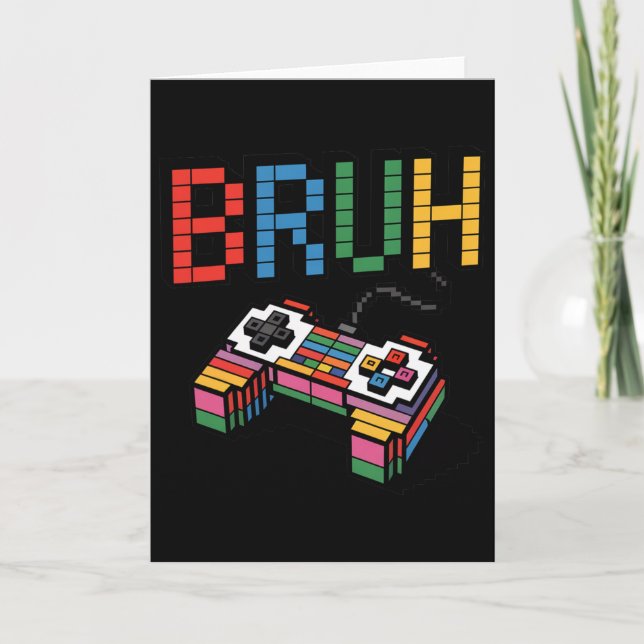 Carte Manette de jeu Pixel Block Bruh drôle Style Rétro (Devant)