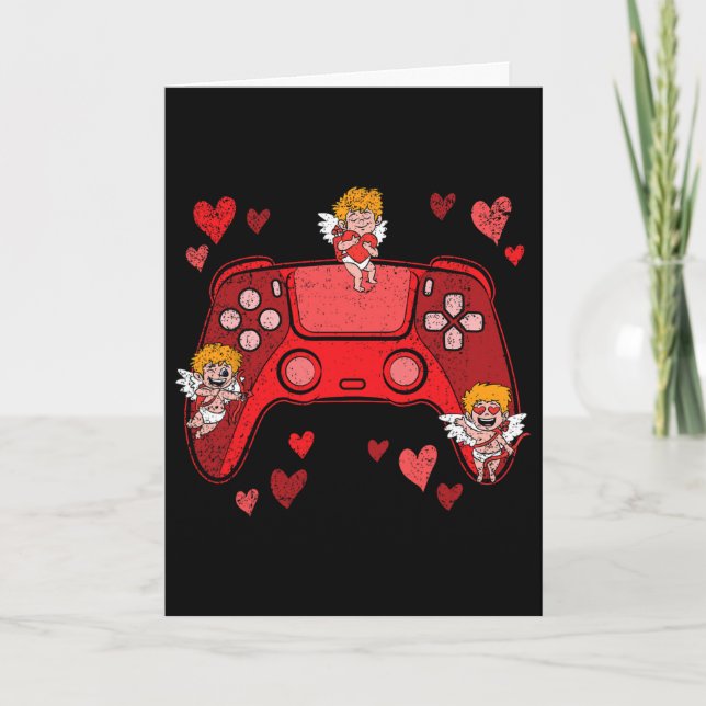 Carte Manette de jeu vidéo cœur Saint-Valentin Mignon (Devant)