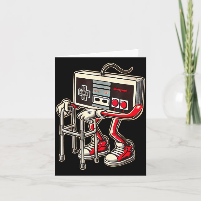 Carte Manette de jeu vidéo rétro avec marcheur drôle de  (Devant)