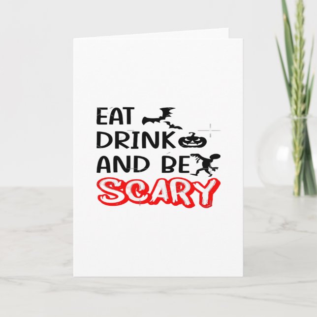 Carte Manger, boire et être effrayant Design Rétro Class (Devant)