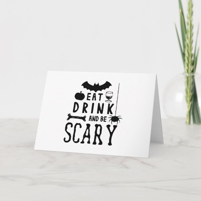 Carte manger boire et être effrayant halloween (Devant)