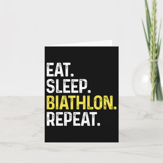Carte Manger Dormir Biathlon Répéter Drôle Athlète de Bi (Devant)