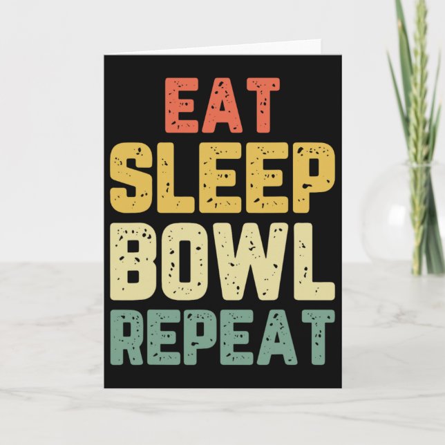 Carte Manger Dormir Boule Répéter Bowling Quilleur Vinta (Devant)