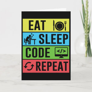 Carte Manger Dormir Code Répéter Drôle Programmation Ck