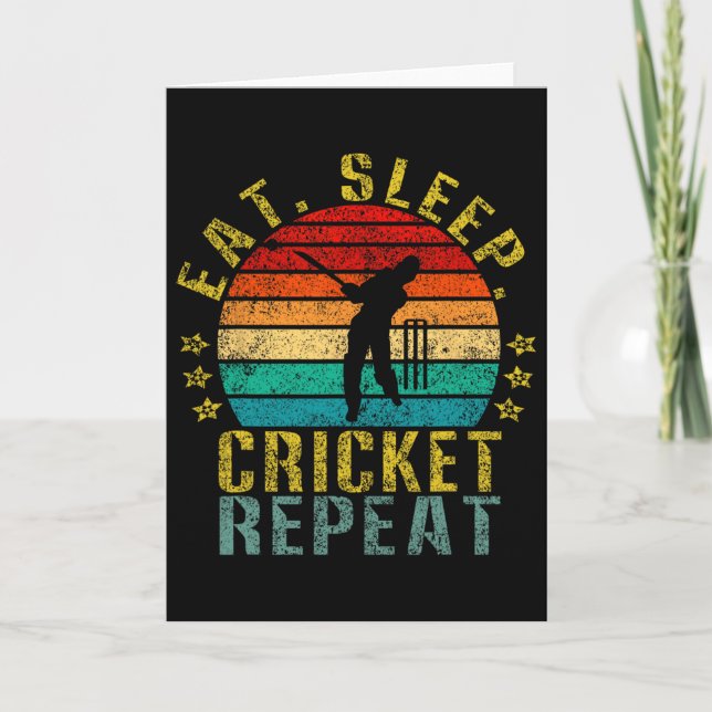 Carte Manger Dormir Cricket Répéter Drôle Rétro  (Devant)