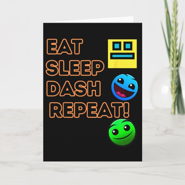 Carte Manger Dormir Dash Répéter Jeu Vidéo Géométrie Vid (Devant)