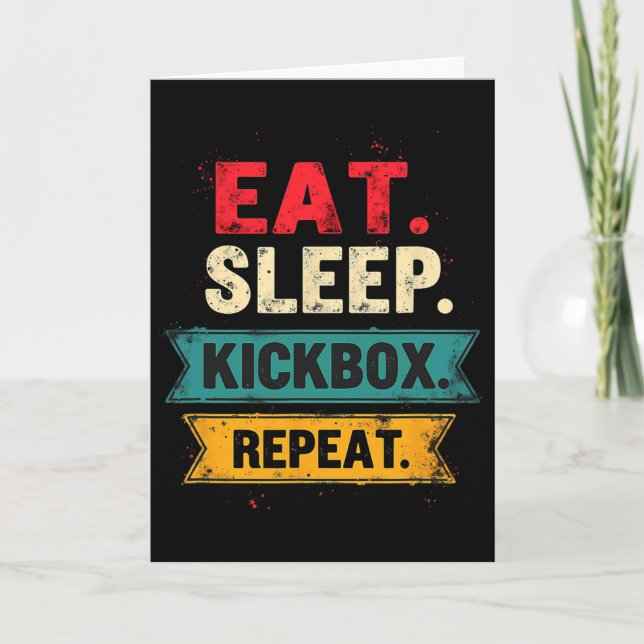 Carte Manger Dormir Kickbox Répéter Kickboxing Mma Boxeu (Devant)