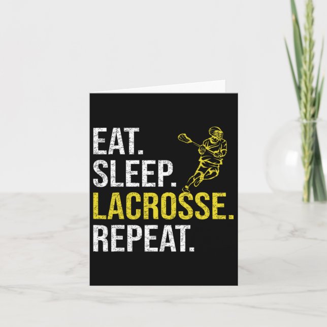 Carte Manger Dormir Lacrosse Répéter Cadeaux Équipe Spor (Devant)