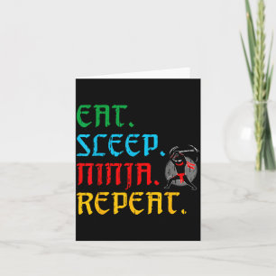 Carte Manger Dormir Ninja Répéter Drôle Arts Martiaux Fa