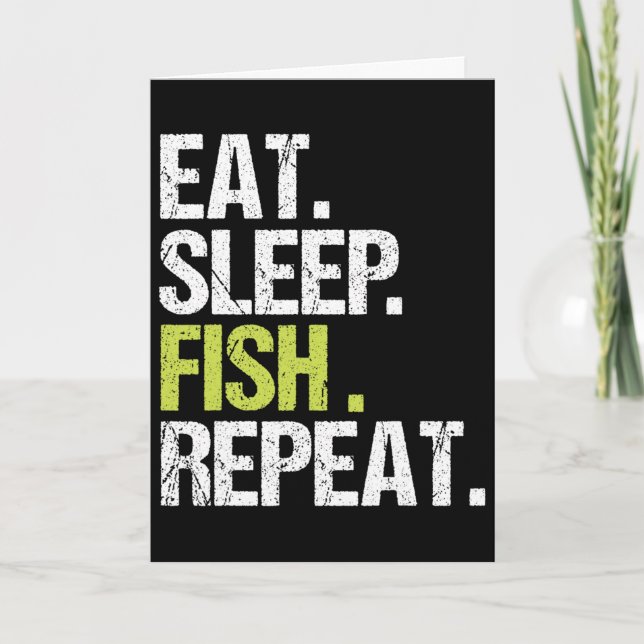 Carte Manger Dormir Poisson Répéter Chemise Pêche Pêcheu (Devant)