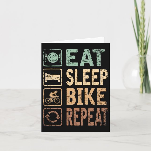 Carte Manger Dormir Vélo Répéter Bicyclette  (Devant)