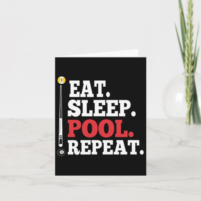 Carte Manger Piscine de sommeil Répéter Billard amusant (Devant)