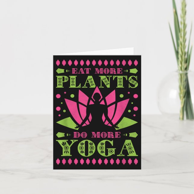 Carte Manger Plus de Plantes Faire Plus de Yoga, Végétal (Devant)
