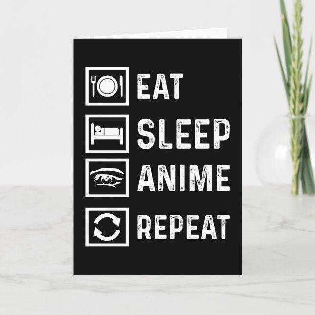 Carte Manger Sleep Anime Répéter Manga Japonais drôle Ca (Devant)