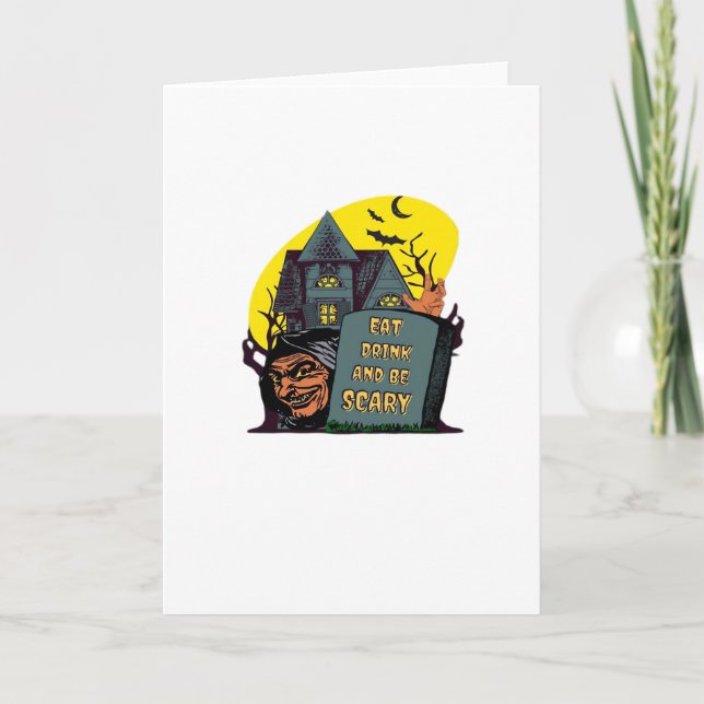 Carte Mangez, Buvez Et Soyez Effrayant Classique Simple (Devant)