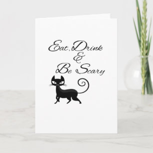 Carte Mangez, buvez et soyez un chat effrayant, drôle, m