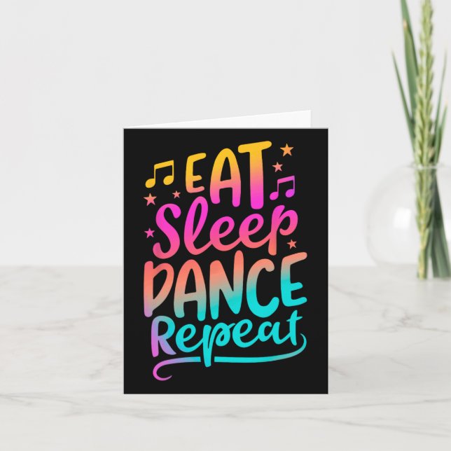 Carte Mangez Danser Dormir Répéter Danser Garçons Filles (Devant)